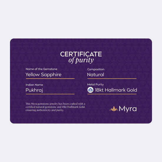 Certificate of Purity of Yellow Sapphire in 18K Hallmark Gold