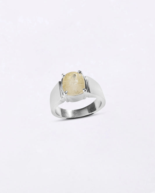 Heirloom Yellow Sapphire (Pukhraj) Ring in 925 Sterling Silver - Urja Premium