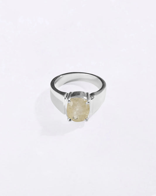Heirloom Yellow Sapphire (Pukhraj) Ring in 925 Sterling Silver - Urja Premium