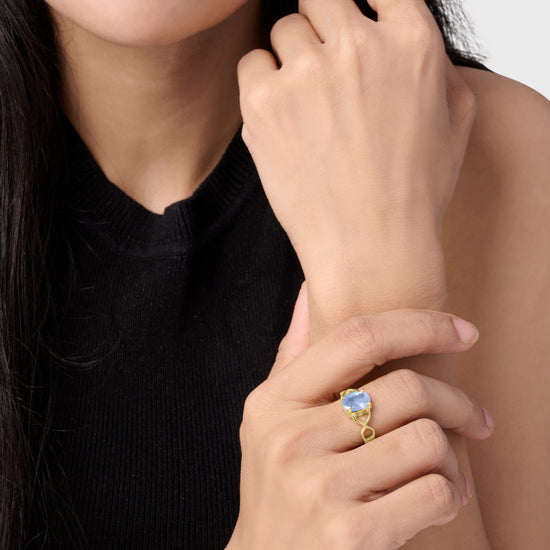 Real Neelam Stone Ring in 18K Gold Buy from Myra Gems