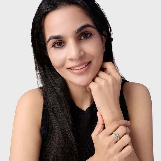 Real Neelam Stone Ring in 18K Gold Buy from Myra Gems