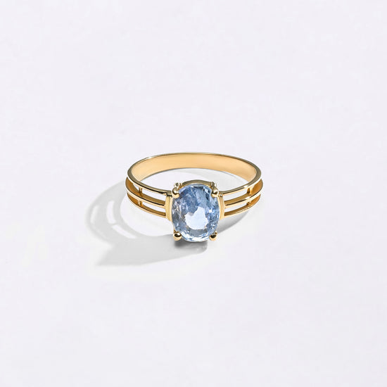 Pure Stunning Gold Blue Sapphire Ring Buy from Myra Gems