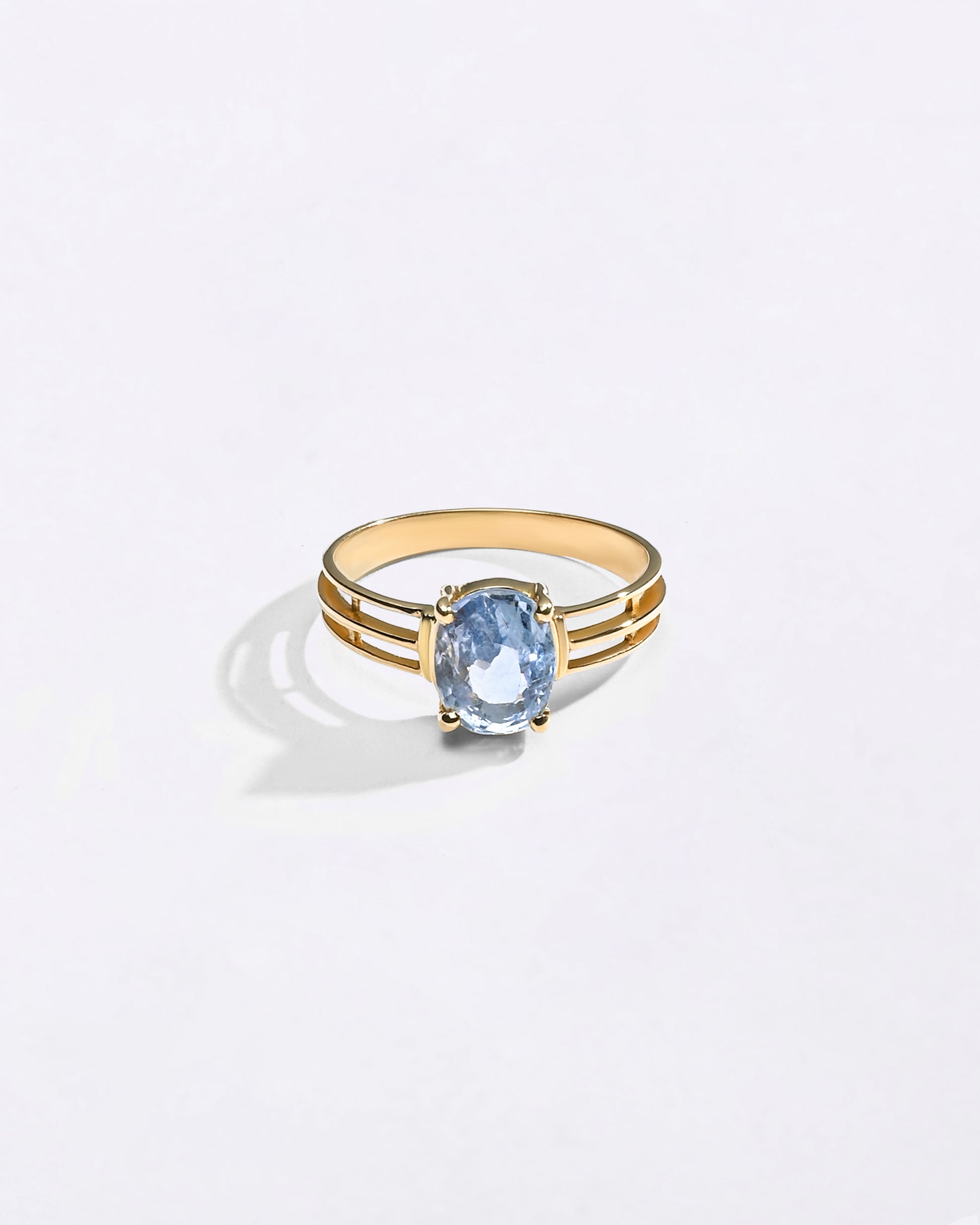 Pure Stunning Gold Blue Sapphire Ring Buy from Myra Gems