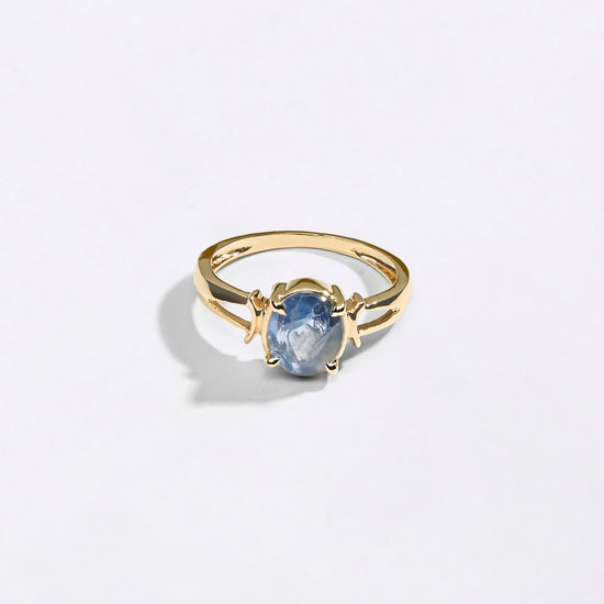 Natural Bold Blue Sapphire Ring in 18K Gold Buy from Myra Gems