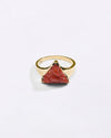 Ganesh Triangle Cut Moonga Stone in 750 Hallmark Gold from Myra Gems