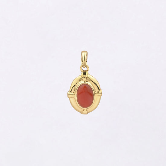 Mangal Stone Coral Pendant in 18K Gold from Myra Gems