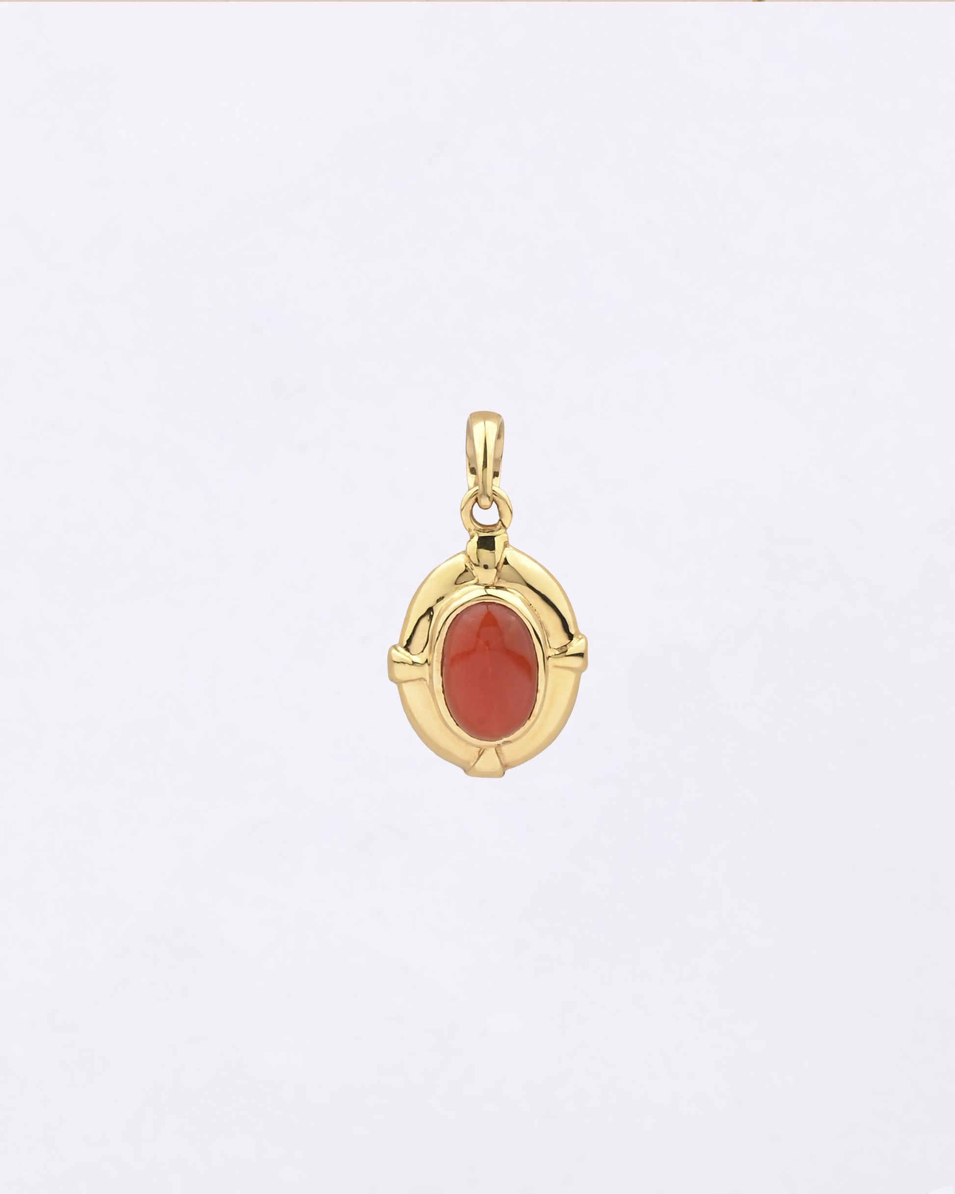 Mangal Stone Coral Pendant in 18K Gold from Myra Gems