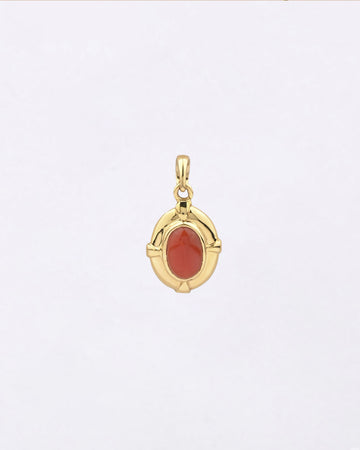 Mangal Stone Coral Pendant in 18K Gold from Myra Gems