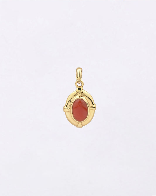 Mangal Stone Coral Pendant in 18K Gold from Myra Gems