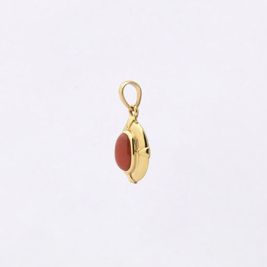 Mangal Stone Coral Pendant in 18K Gold from Myra Gems