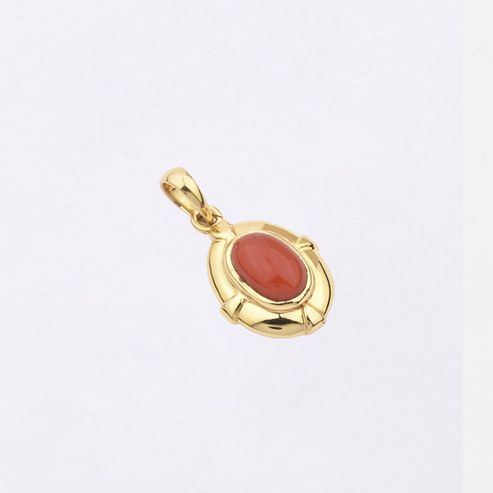 Mangal Stone Coral Pendant in 18K Gold from Myra Gems
