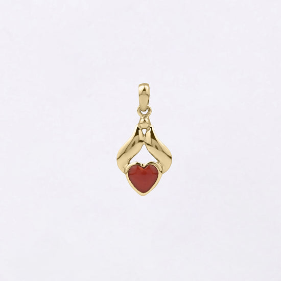 Heart Coral Pendant for Female in 18K Gold from Myra Gems