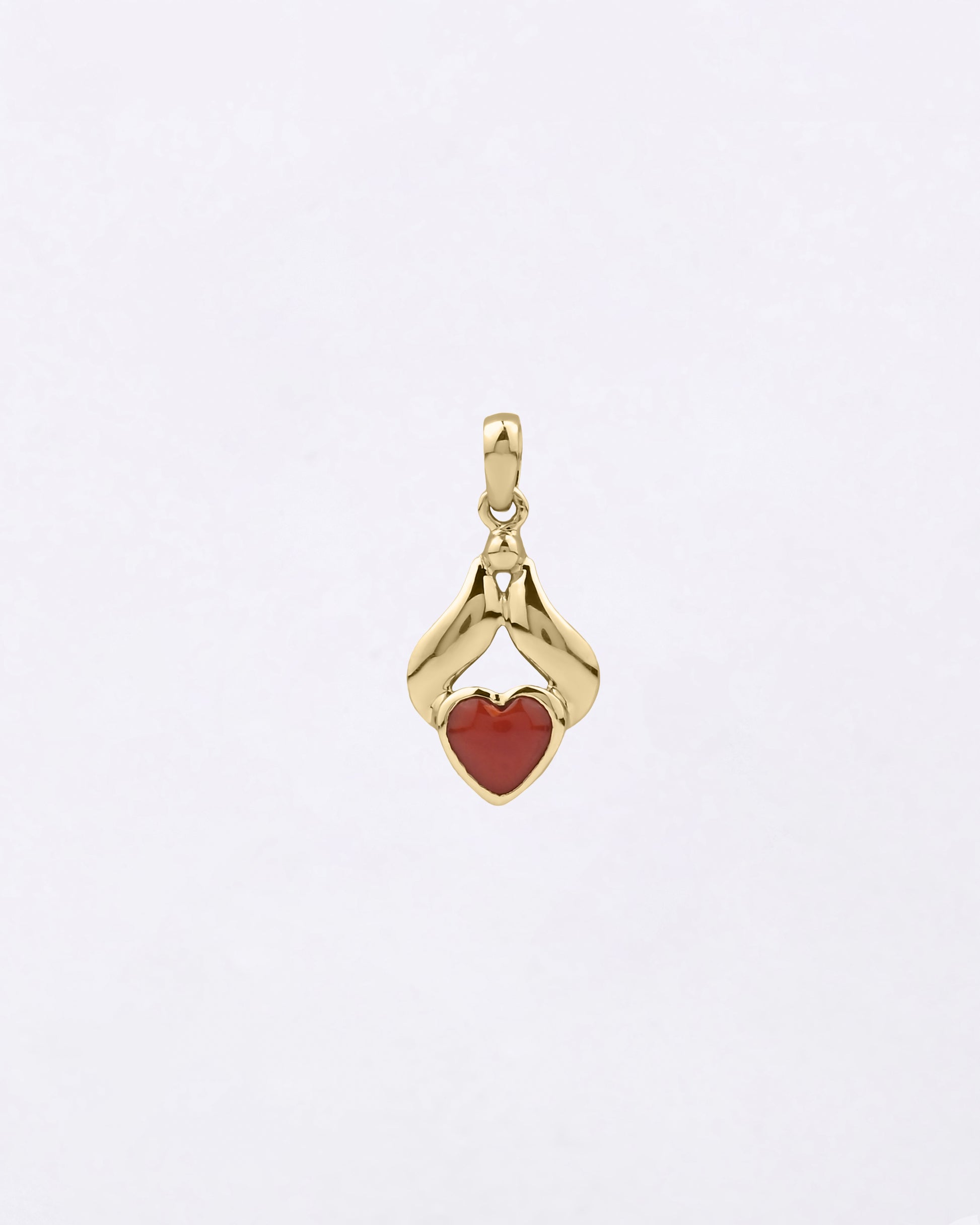 Heart Coral Pendant for Female in 18K Gold from Myra Gems