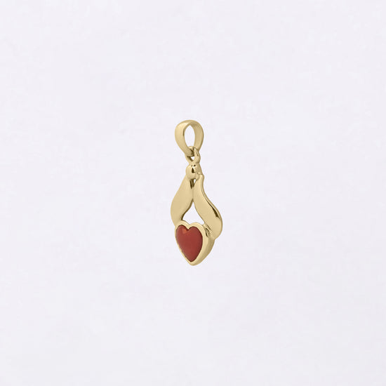 Heart Coral Pendant for Female in 18K Gold from Myra Gems