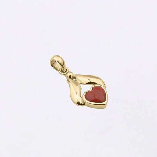 Heart Coral Pendant for Female in 18K Gold from Myra Gems