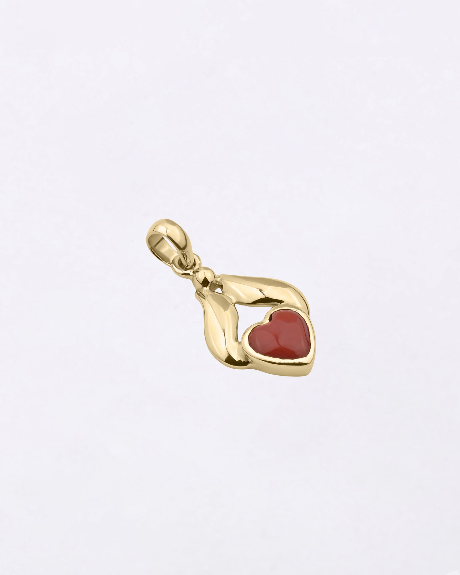 Heart Coral Pendant for Female in 18K Gold from Myra Gems