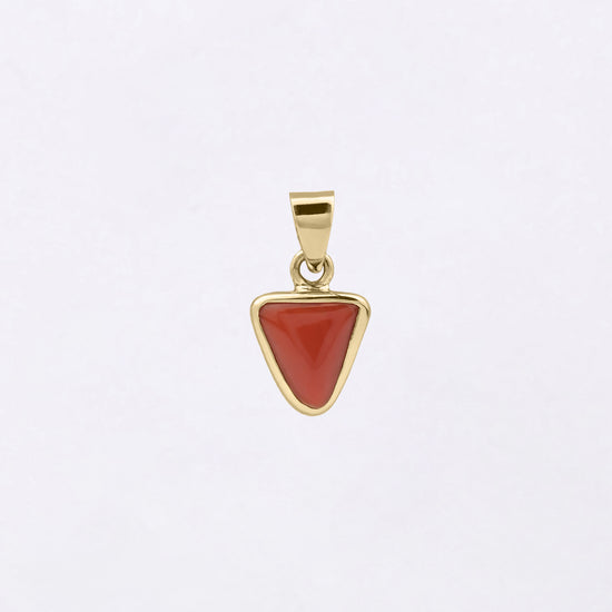 Plain Triangular Coral Pendant in 18K Gold from Myra Gems
