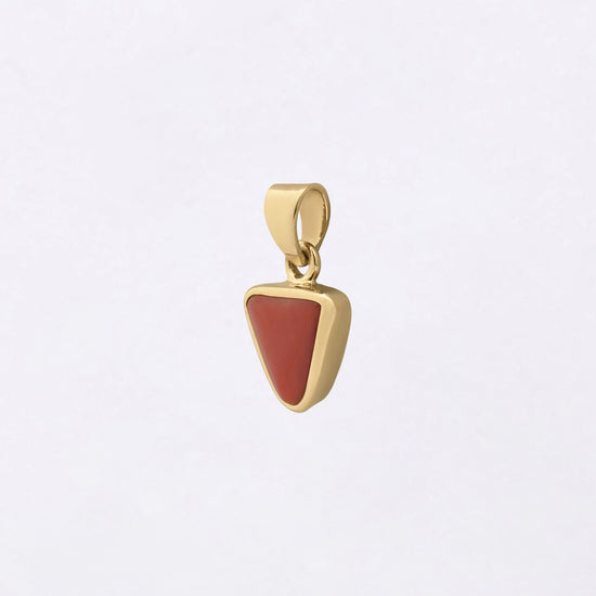 Plain Triangular Coral Pendant in 18K Gold from Myra Gems