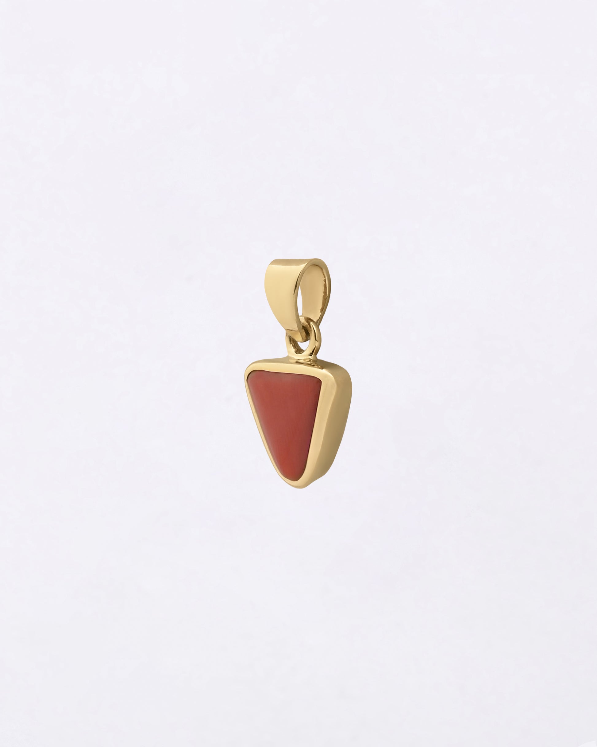 Plain Triangular Coral Pendant in 18K Gold from Myra Gems