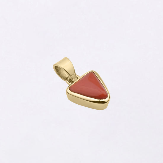 Plain Triangular Coral Pendant in 18K Gold from Myra Gems