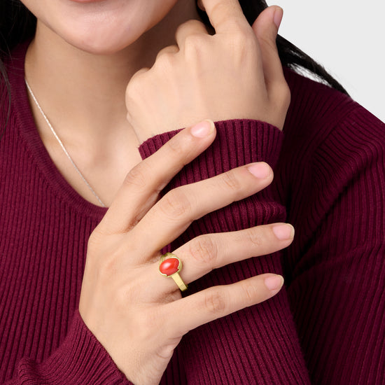 Mangal Stone In 18K Gold Ring from Myra Gems