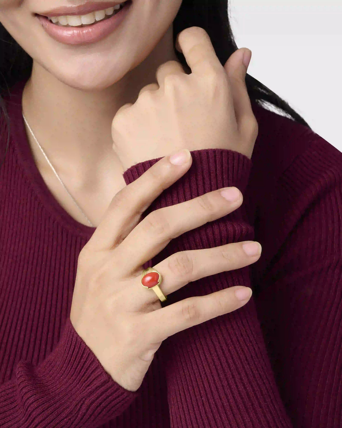 Coral Gold Rings