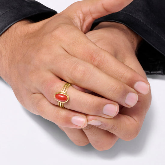 Italian Coral Ring in 18K Gold from Myra Gems