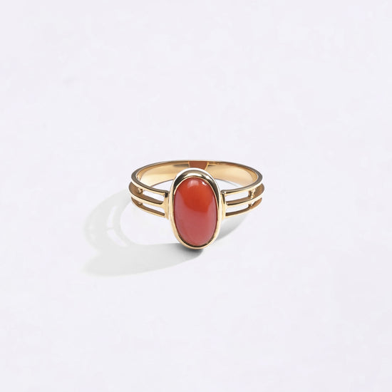 Italian Coral Ring in 18K Gold from Myra Gems