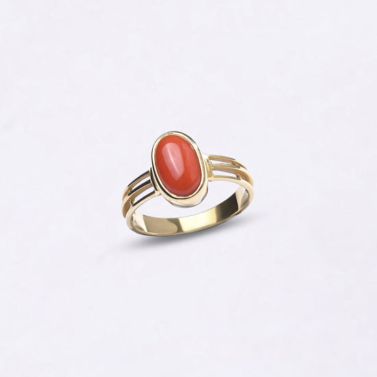 Italian Coral Ring in 18K Gold from Myra Gems
