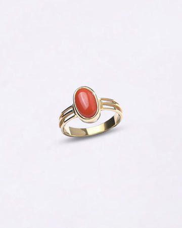 Italian Coral Ring in 18K Gold from Myra Gems