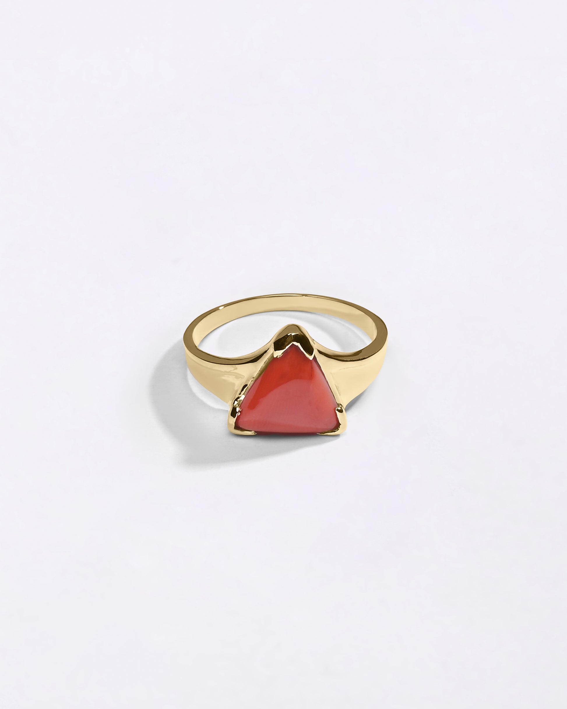 Triangle Cut Moonga Stone in 750 Hallmark Gold from Myra Gems