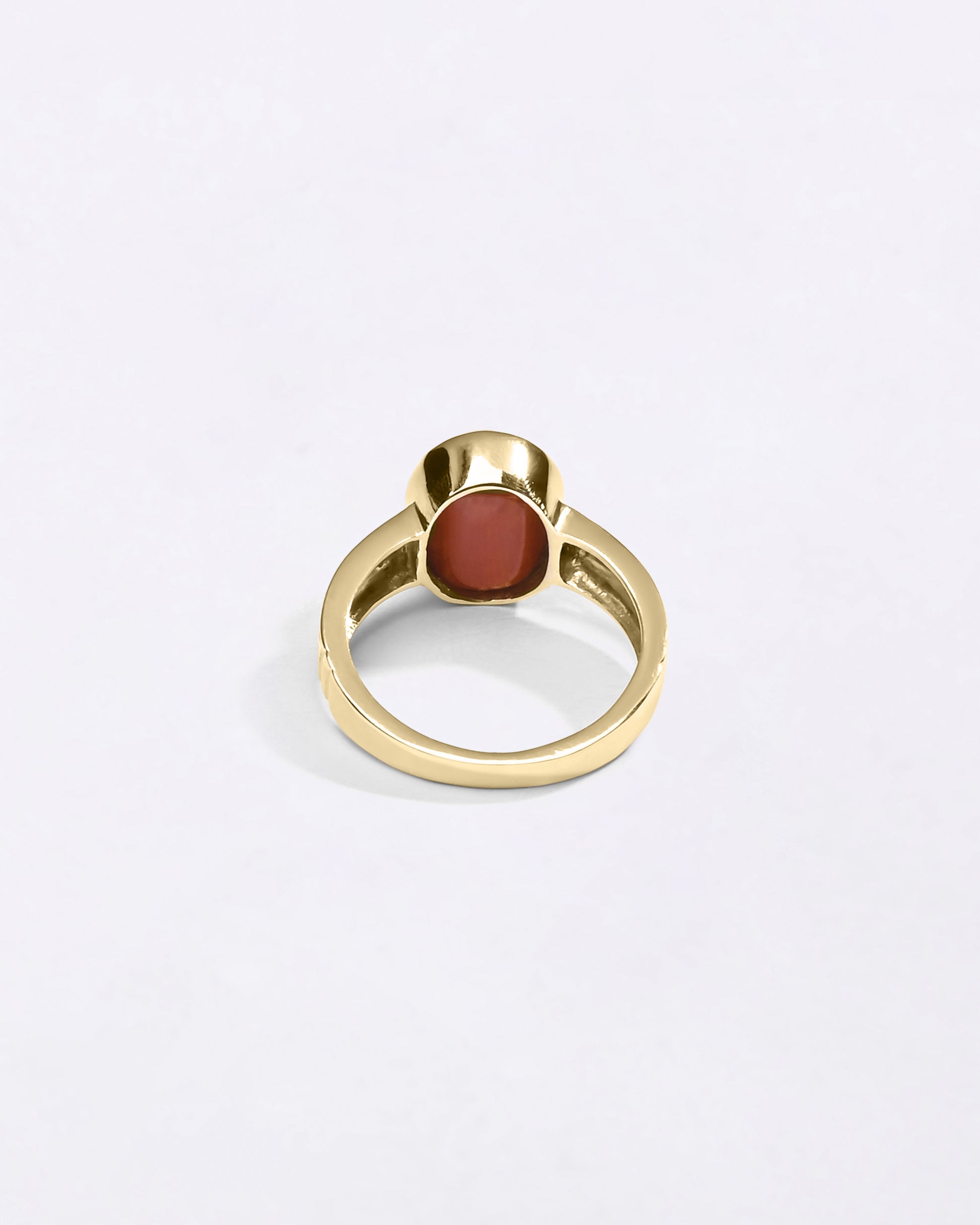 Elite Collection of Moonga Gemstone Ring in Gold from Myra Gems