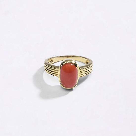 Premium Collection of Coral Gemstone Ring in Gold from Myra Gems