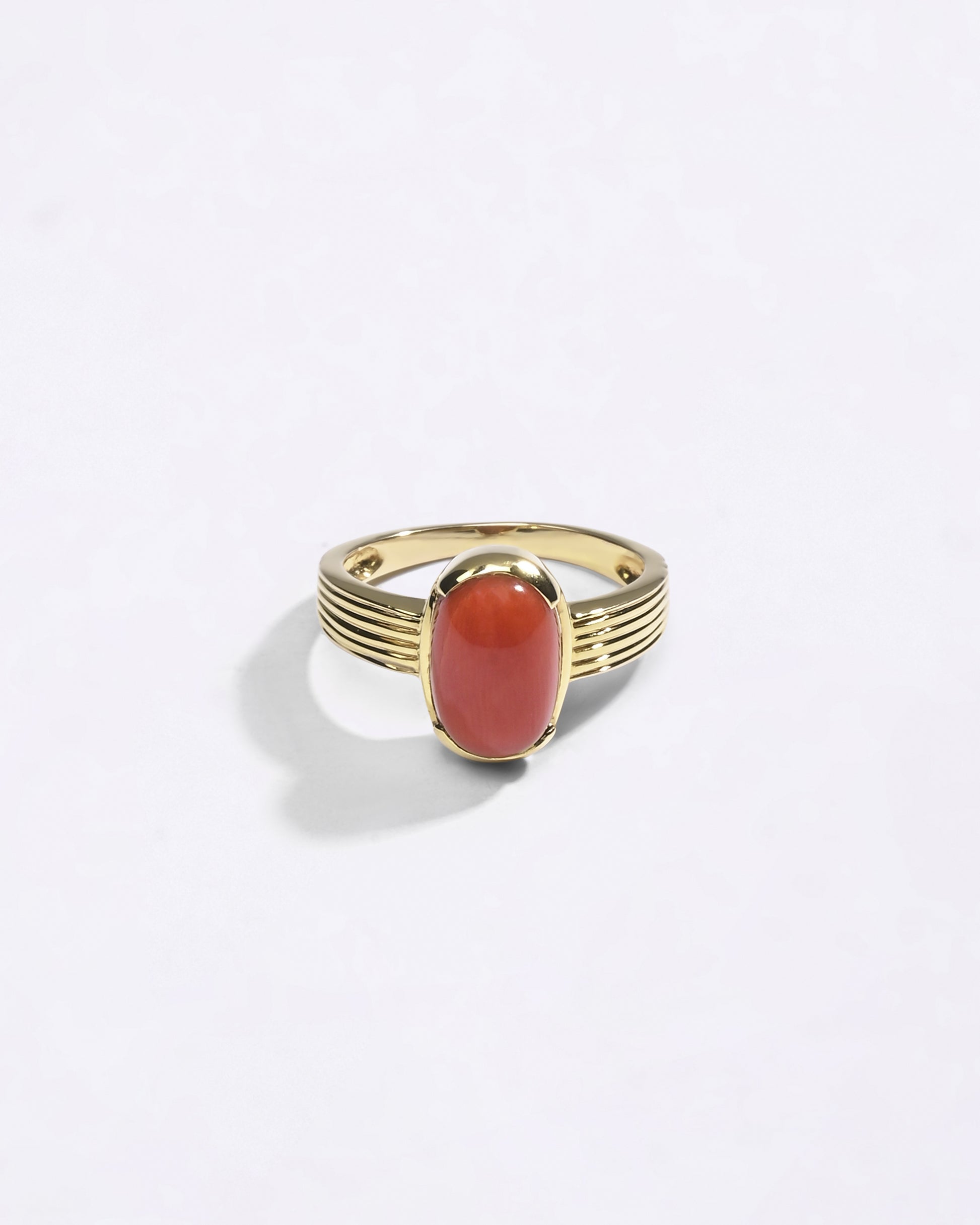 Premium Collection of Coral Gemstone Ring in Gold from Myra Gems