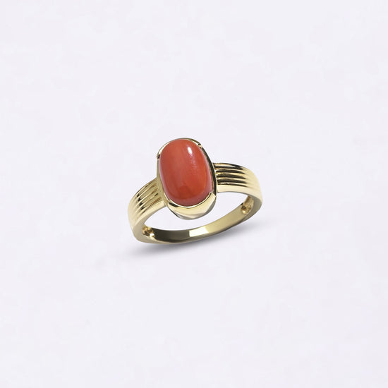 Premium Collection of Coral Gemstone Ring in Gold from Myra Gems