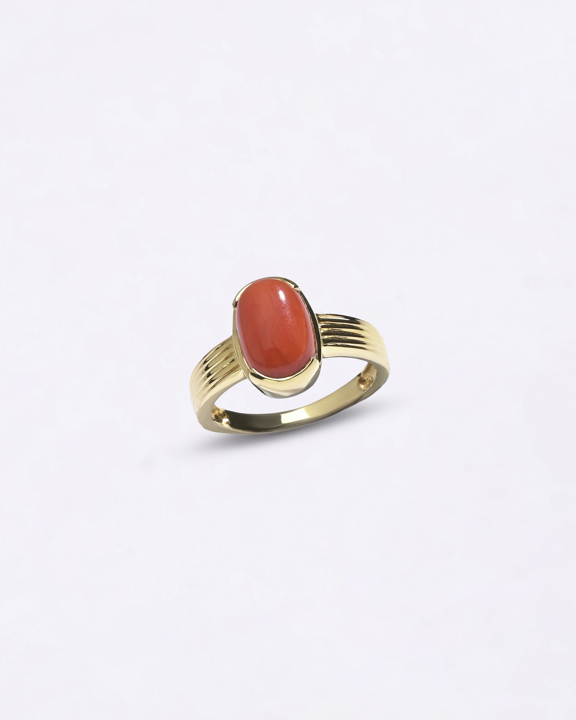 Premium Collection of Coral Gemstone Ring in Gold from Myra Gems