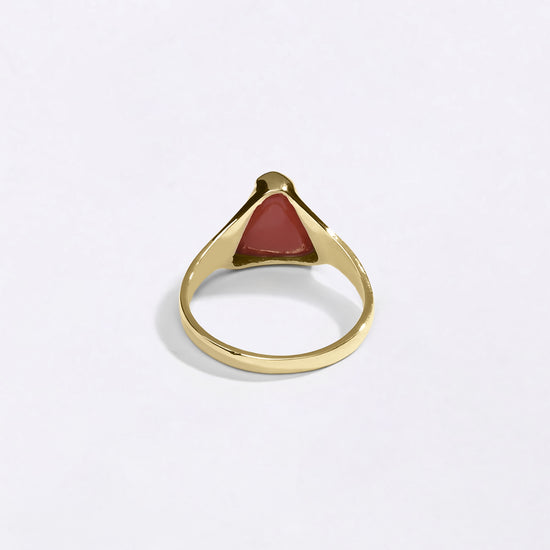 Triangle Cut Coral Stone in 750 Hallmark Gold from Myra Gems