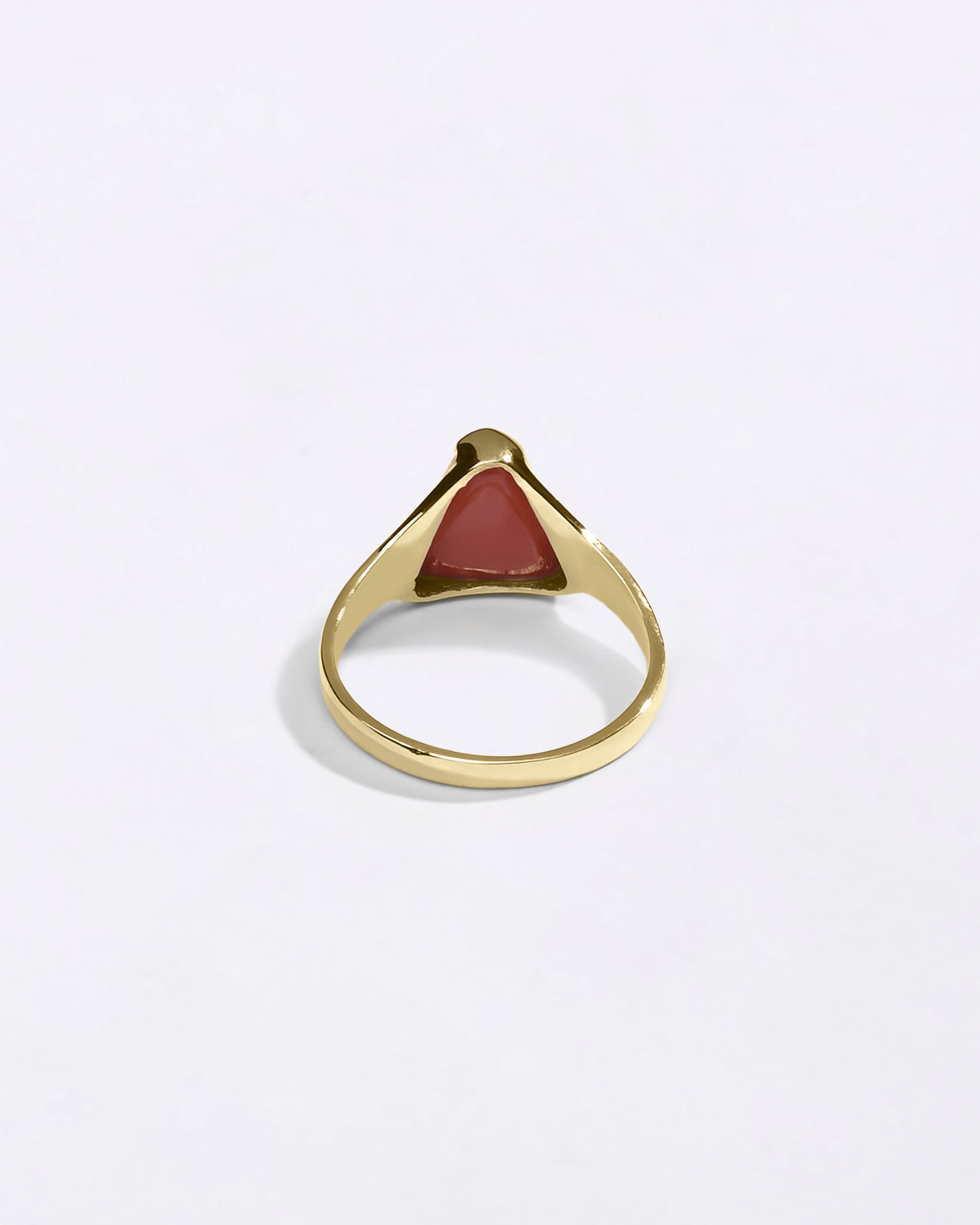 Triangle Cut Coral Stone in 750 Hallmark Gold from Myra Gems