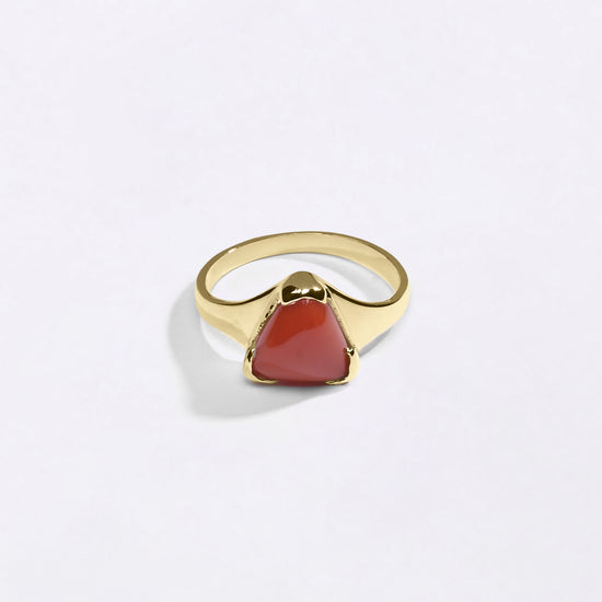 Triangle Cut Coral Stone in 750 Hallmark Gold from Myra Gems