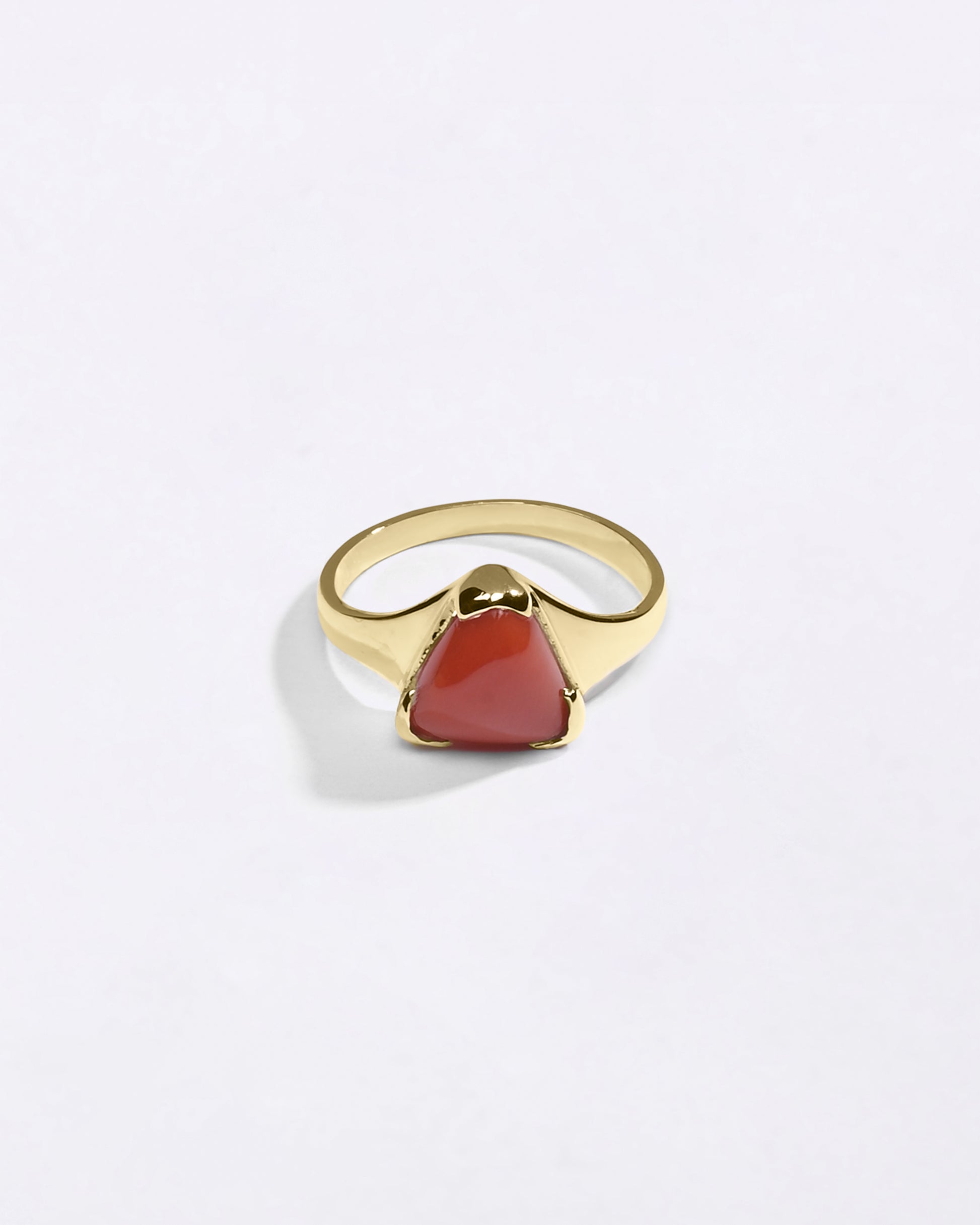 Triangle Cut Coral Stone in 750 Hallmark Gold from Myra Gems