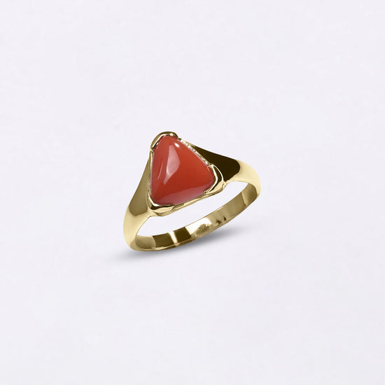 Triangle Cut Coral Stone in 750 Hallmark Gold from Myra Gems