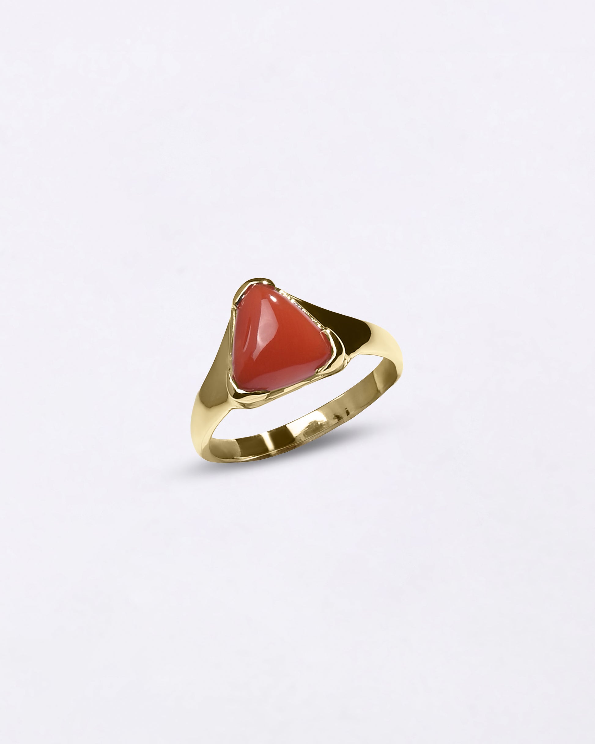 Triangle Cut Coral Stone in 750 Hallmark Gold from Myra Gems