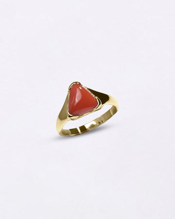 Triangle Cut Coral Stone in 750 Hallmark Gold from Myra Gems