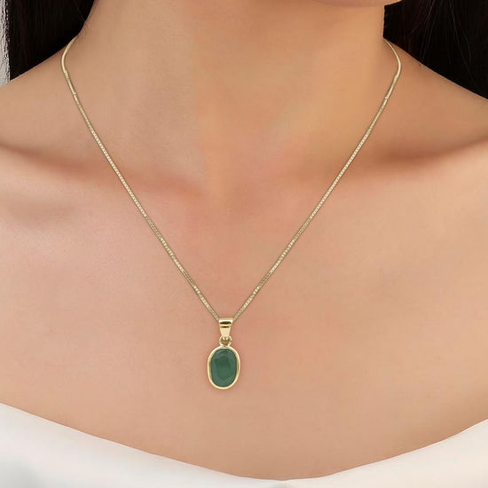 Plain Emerald Pendant in 18K Gold from Myra Gems