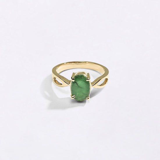 Modern Grace Emerald Ring in 18K Hallmark Gold from Myra Gems