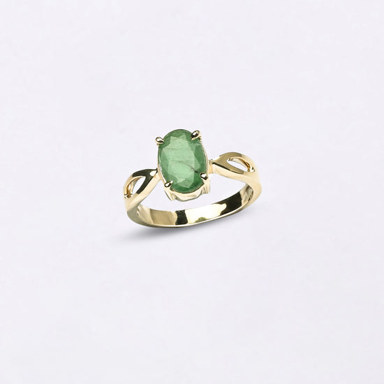 Modern Grace Emerald Ring in 18K Hallmark Gold from Myra Gems