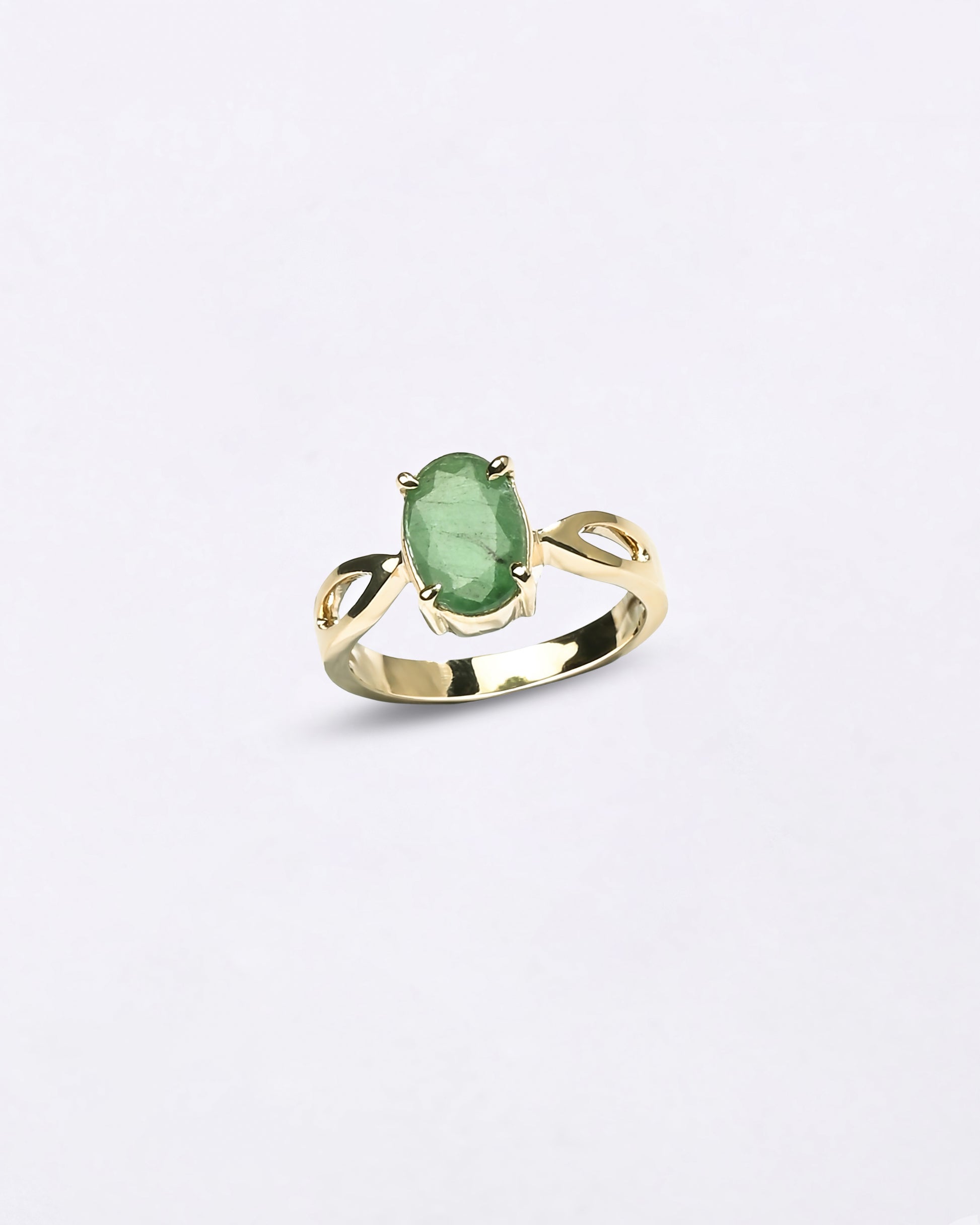 Modern Grace Emerald Ring in 18K Hallmark Gold from Myra Gems