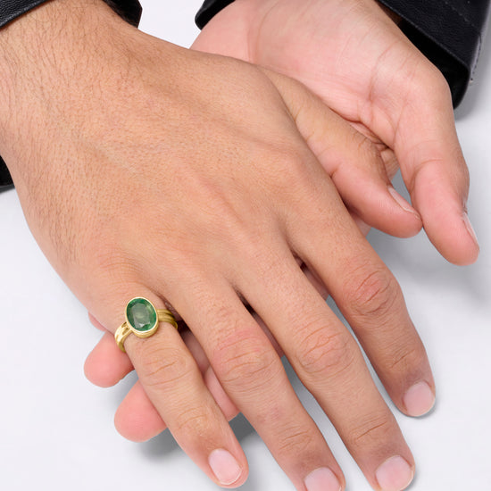 Celestial Emerald Panna Ring in 18K Hallmark Gold from Myra Gems