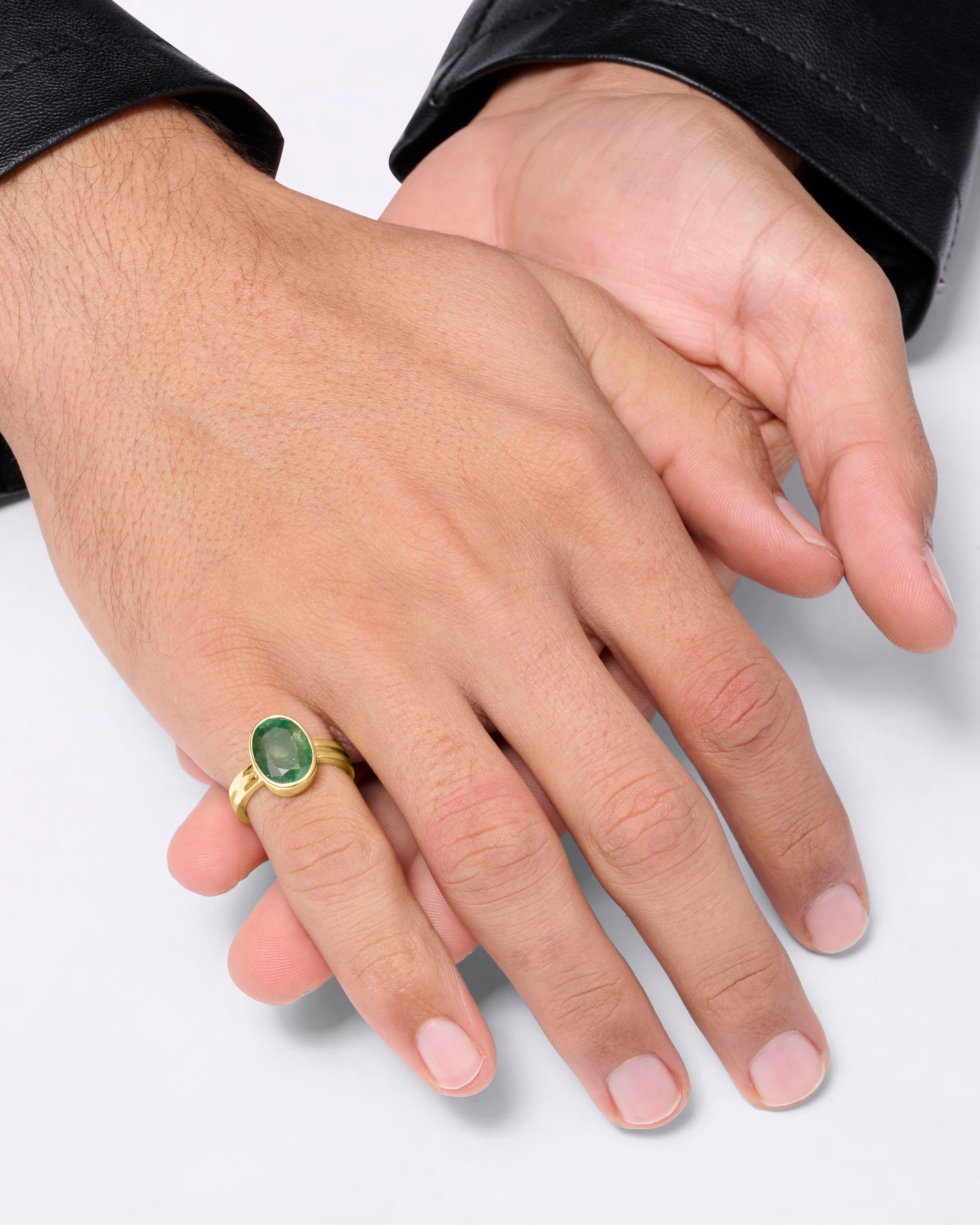 Celestial Emerald Panna Ring in 18K Hallmark Gold from Myra Gems