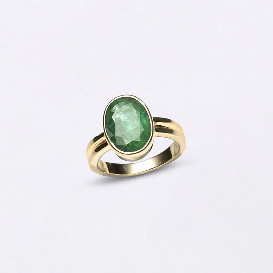 Celestial Emerald Panna Ring in 18K Hallmark Gold from Myra Gems